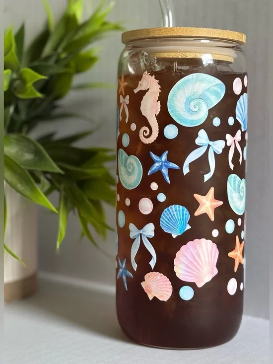 Coastal Glass Can Cup – 16oz 🌊 - Picture 4 of 6